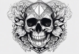 merge visceral heart and skull tattoo idea