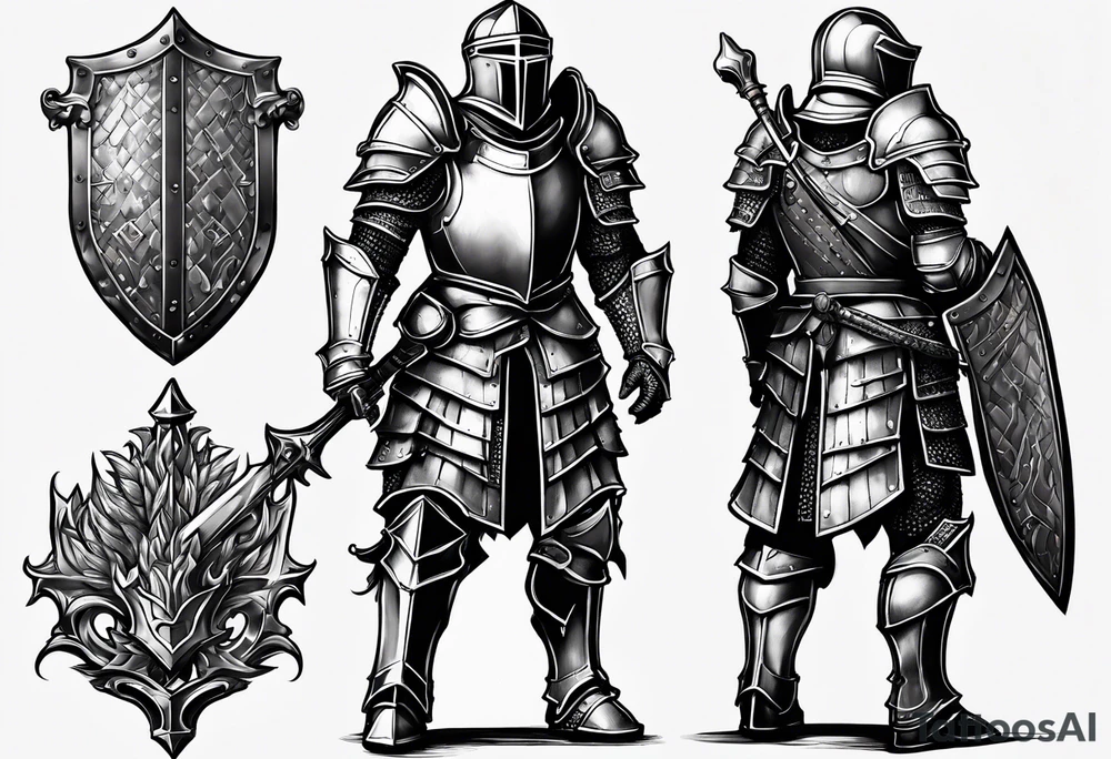knight in heavy armor tattoo idea