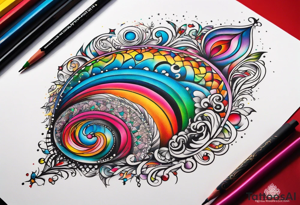Books with sparkles and swirls tattoo idea
