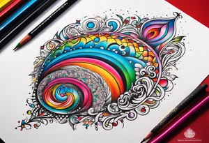 Books with sparkles and swirls tattoo idea