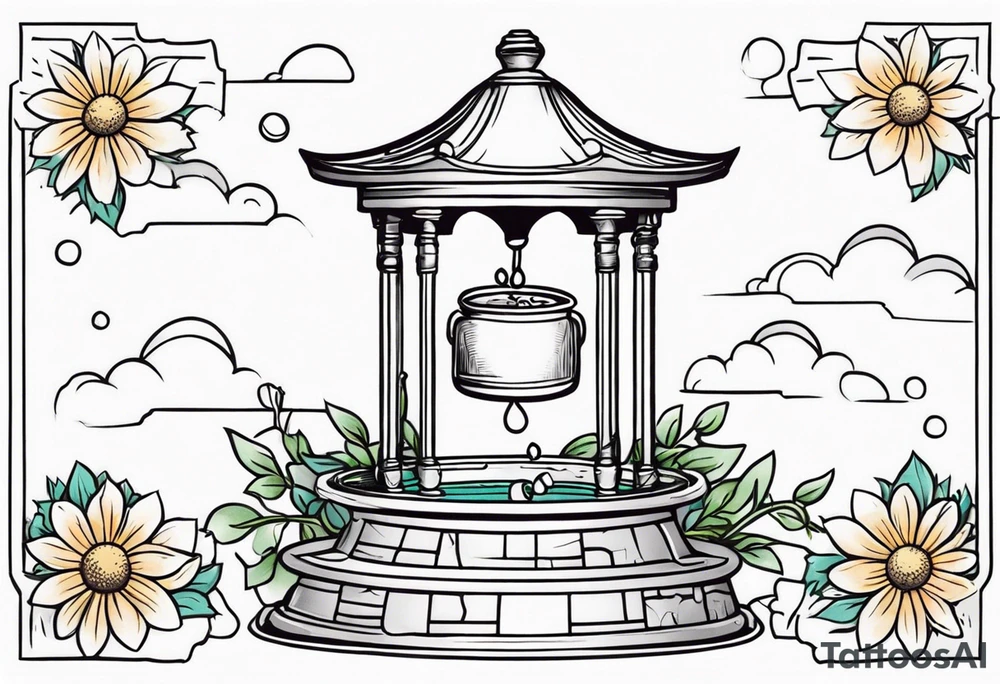 Wishing well palindrome adorned with a daisy tattoo idea