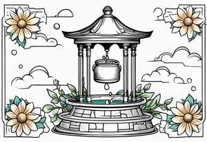 Wishing well palindrome adorned with a daisy tattoo idea