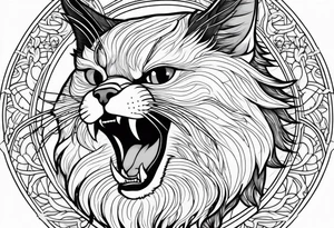 Powerful Himalayan cat that looks like a dragon roaring tattoo idea