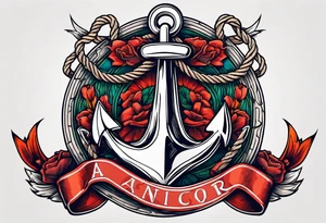 old school anchor with rope wrapped around anchor and banner across anchor tattoo idea