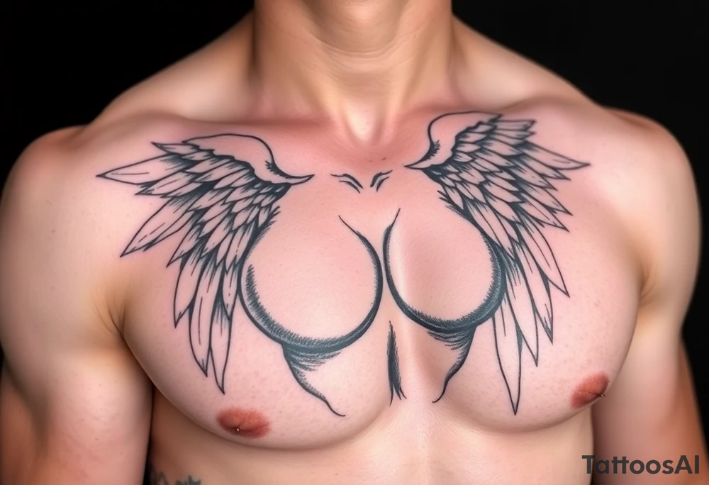 Close up pose of sexy angel with exposed bust tattoo idea