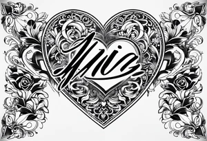 The word Mia inside a heart tattoo idea