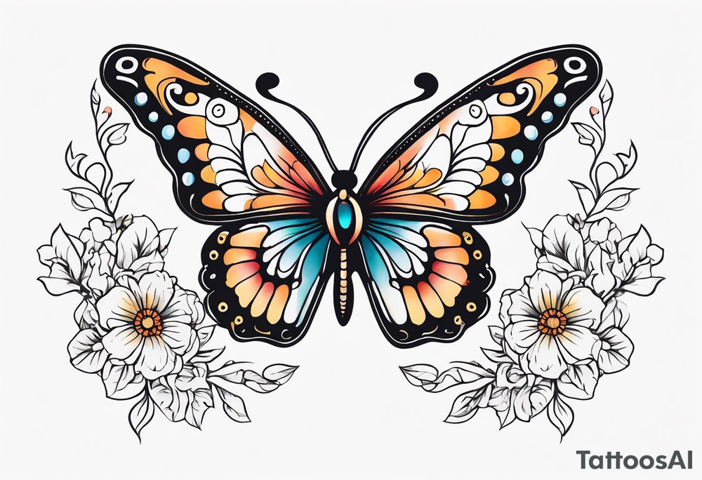 small ornate floral and butterfly sternum tattoo tattoo idea