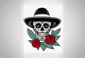 day of dead, red rose, Mexican hat,  cactus, no skeleton tattoo idea