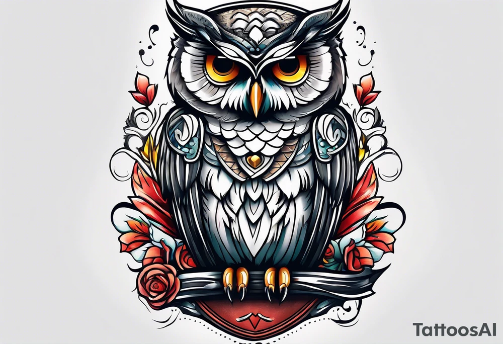 angry owl wrapping and center console boat tattoo idea