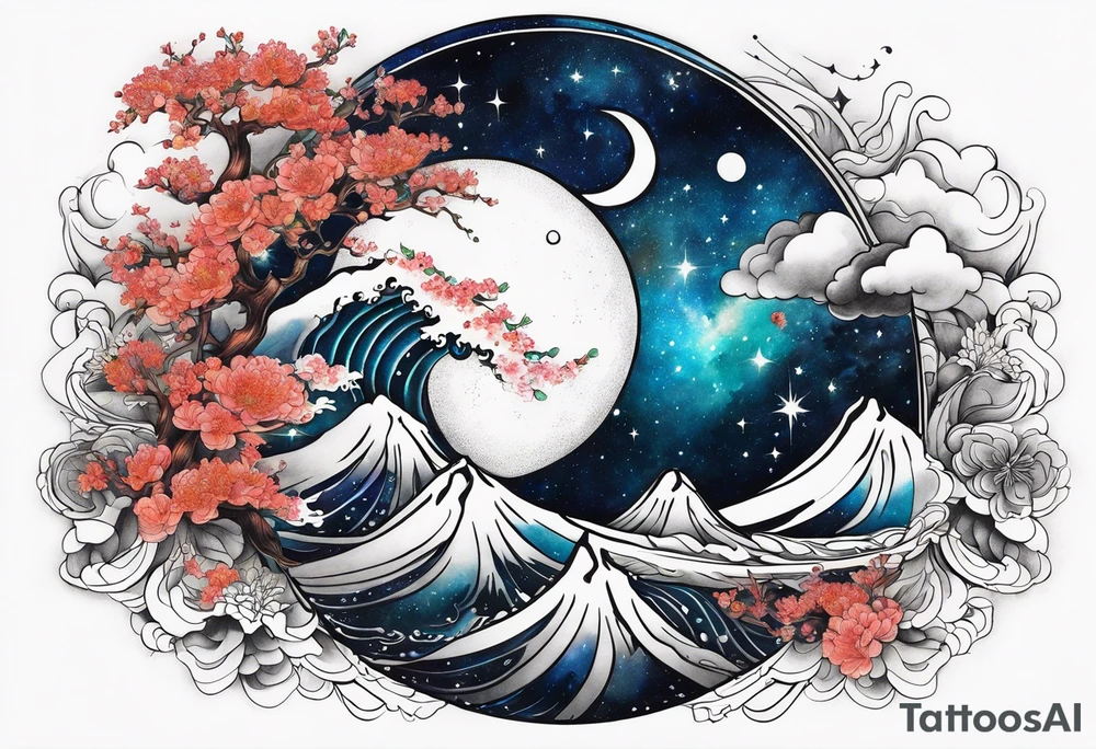 Celestial galaxy realistic tattoo idea