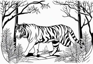 Tiger Lurking in the Forest tattoo idea
