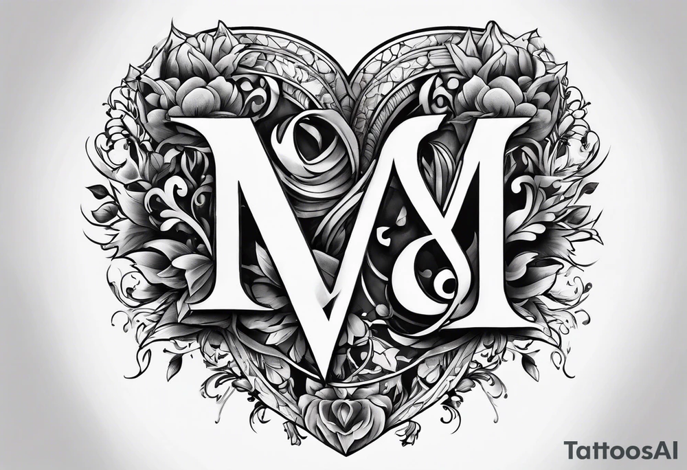 Heart with the letters M&S tattoo idea
