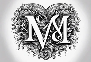 Heart with the letters M&S tattoo idea