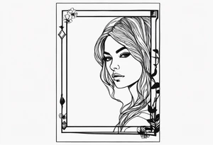 polaroid-picture-frame silhouette with a finelined girl in the picture tattoo idea