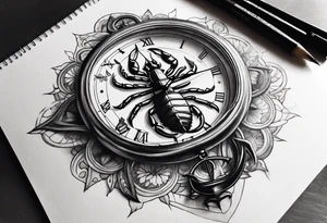 Scorpion, clock, compass, anchor tattoo idea