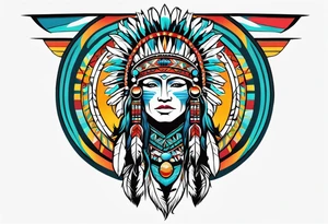 Wrap around arm band with native American style and Aquarius theme tattoo idea