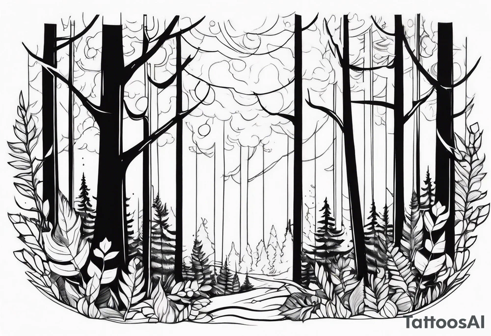 Wild forest for a chest tattoo tattoo idea