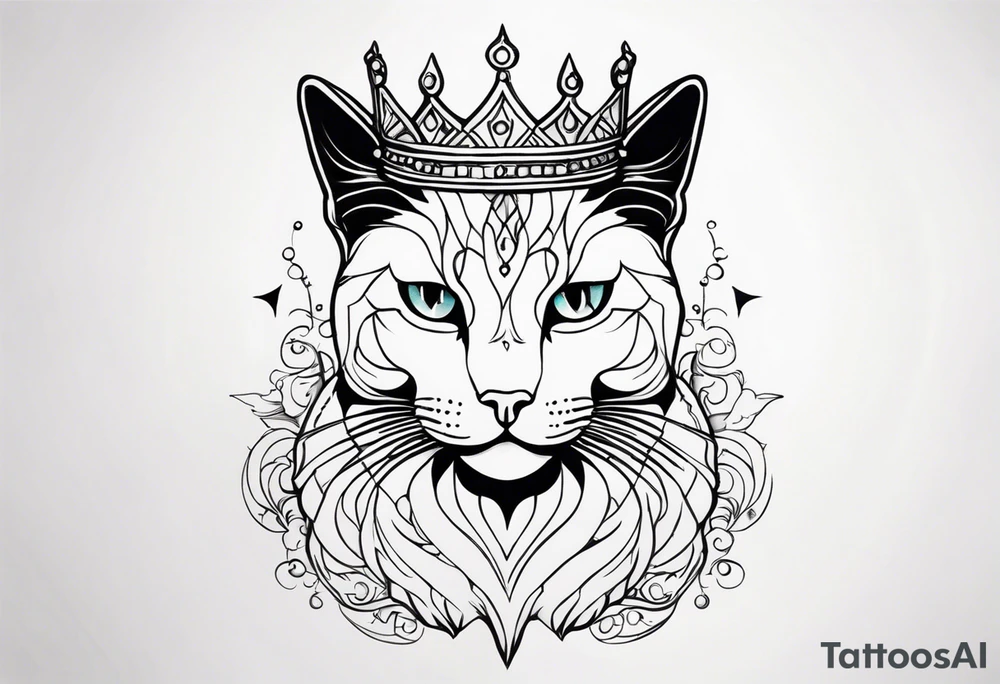 cat with crown tattoo idea
