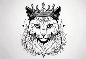 cat with crown tattoo idea