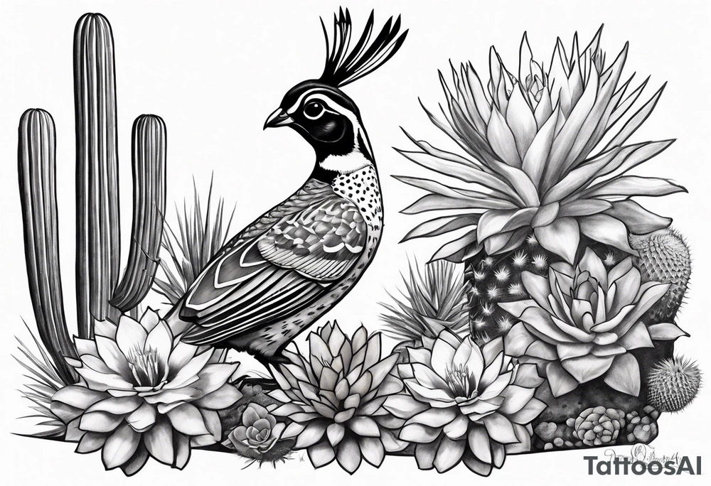 Arizona, quail, cacti tattoo idea