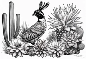 Arizona, quail, cacti tattoo idea