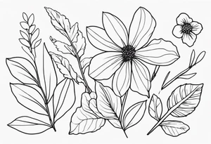 Leaves and wild flowers tattoo idea