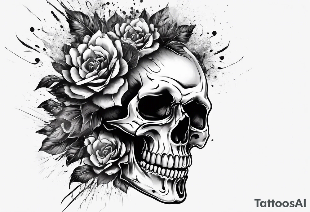 Skull with exploding head tattoo idea