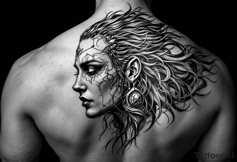 Shield maiden face tattoo idea