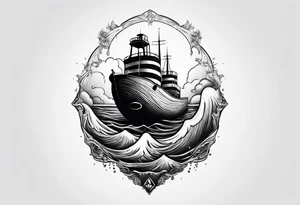 ice berg floating with a diver swimming below it tattoo idea