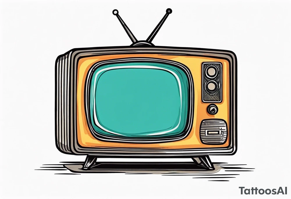 simple retro television set tattoo idea