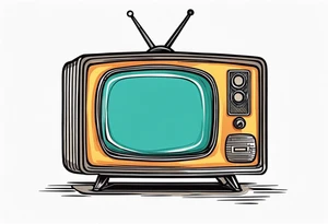 simple retro television set tattoo idea