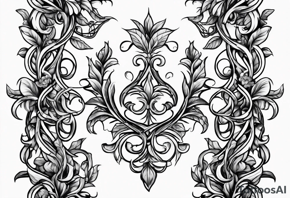 Leafy vines with chain tattoo idea