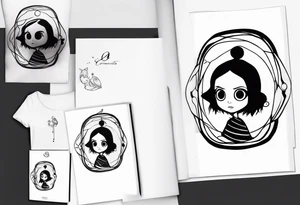 Coraline dool cartoon tattoo idea