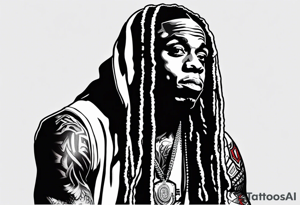 Very basic outline style Image of lil Wayne. Very basic. tattoo idea