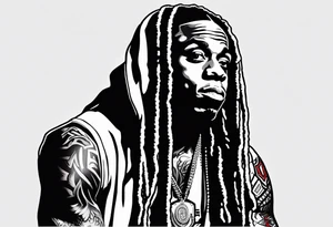 Very basic outline style Image of lil Wayne. Very basic. tattoo idea