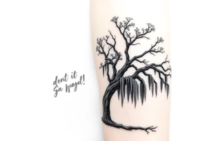 2 Oak trees with Spanish moss in a cemetery tattoo idea