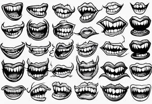 japanese monster mouth smiling (teeth and lips only) tattoo idea
