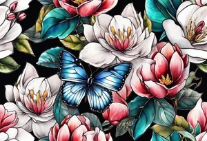Butterflies and magnolias tattoo idea