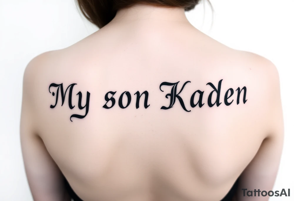 My son Kaden in fancy old English tattoo idea