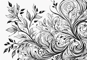 swirly leaves, minimalist, smooth tattoo idea