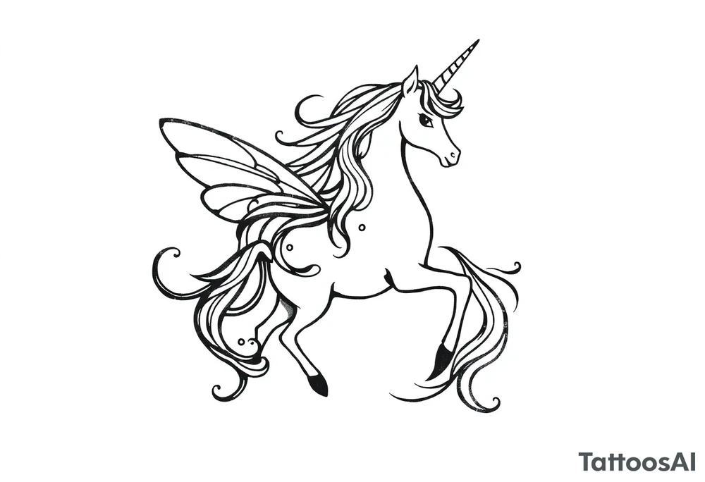 magical fairy unicorn tattoo idea