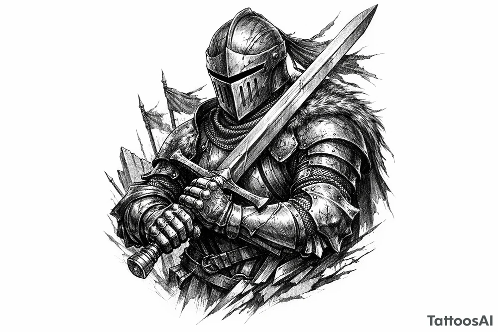a knight who wields a sword. tattoo idea