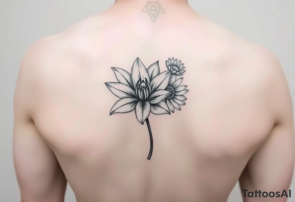 Water lily and daisy watercolor tattoo idea