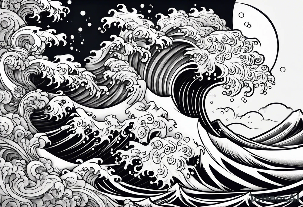 swirly tsunami tattoo idea