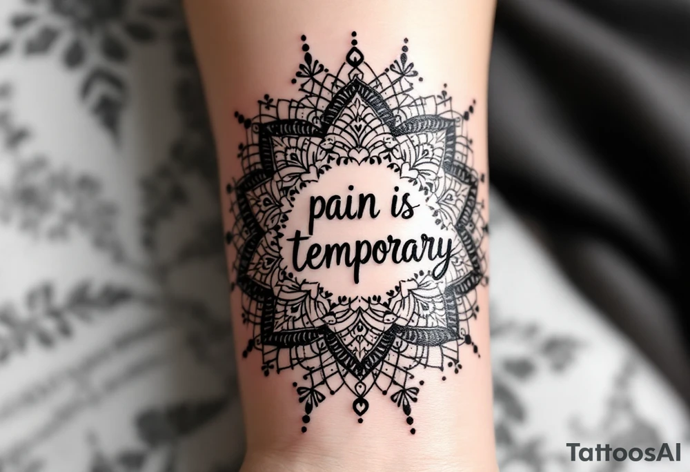 mandala including words pain is temporary tattoo idea