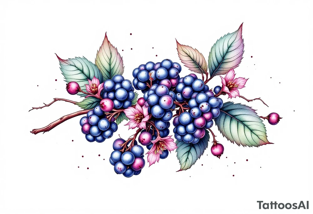 American traditional style Blackberry branch tattoo idea
