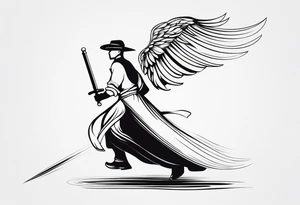 anjo em forma de pessoa com uma espada tattoo idea