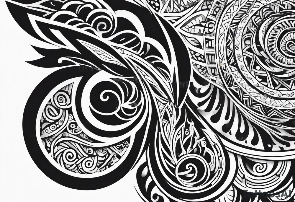 maori pattern horizontal tattoo idea