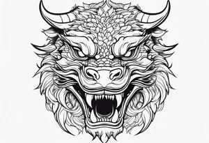 Animal Head ONLY: Chinese Dragon front facing. whole 
face fits in the white space tattoo idea