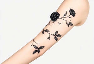 Black Roses with vines  dark shaded with blue monarch tattoo idea